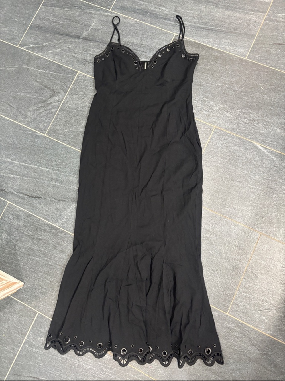 Black Eyelet Trim maxi dress